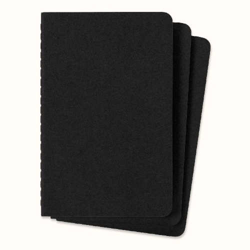 Buchcover und Innenansicht für das Buch: Moleskine Cahier pocket blanko schwarz DIN A6. 3er Pack
