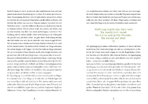 Buchcover und Innenansicht für das Buch: Spaziergang zu dir selbst