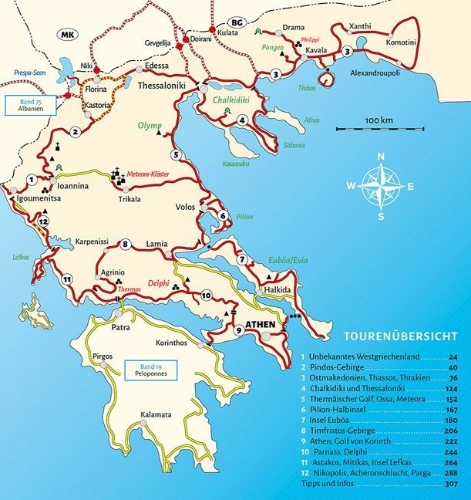 Buchcover und Innenansicht für das Buch: Entdeckertouren mit dem Wohnmobil Griechenland