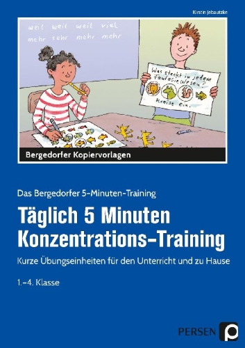 Buchcover und Innenansicht für das Buch: Täglich 5 Minuten Konzentrations-Training