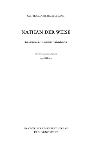 Buchcover und Innenansicht für das Buch: Nathan der Weise