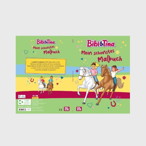 Buchcover und Innenansicht für das Buch: Bibi & Tina: Mein schönstes Malbuch