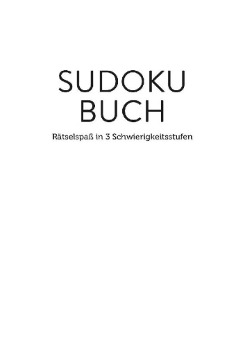 Buchcover und Innenansicht für das Buch: Sudoku Buch