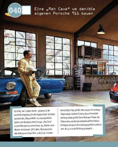 Buchcover und Innenansicht für das Buch: Die Bucket List für Porsche-Fahrer