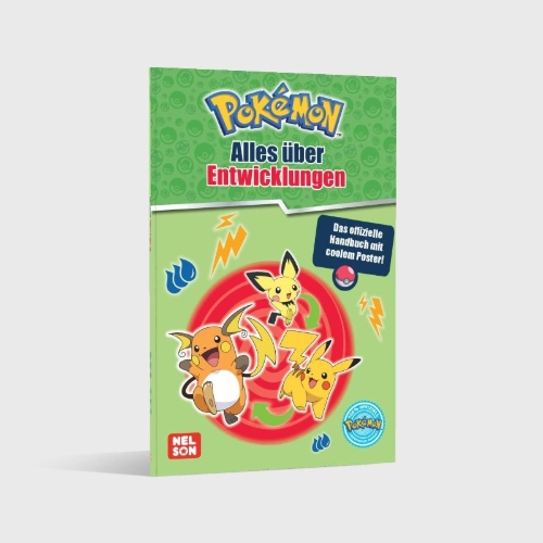 Buchcover und Innenansicht für das Buch: Pokémon Handbuch: Alles über Entwicklungen