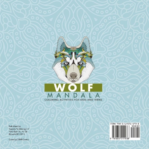 Buchcover und Innenansicht für das Buch: Wolf Mandala Coloring Activities for Kids and Teens
