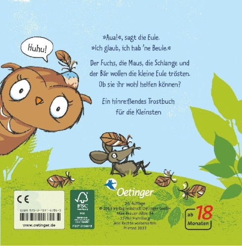 Buchcover und Innenansicht für das Buch: Die Eule mit der Beule