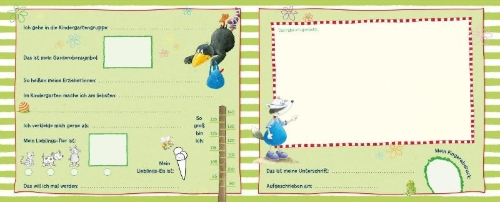 Buchcover und Innenansicht für das Buch: Der kleine Rabe Socke: Alle meine Kindergarten-Freunde