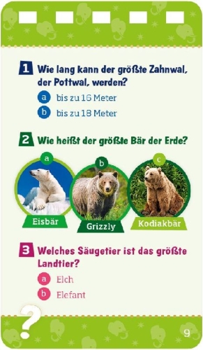 Buchcover und Innenansicht für das Buch: WAS IST WAS Quiz Rekorde der Tierwelt.