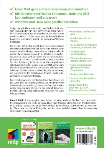 Buchcover und Innenansicht für das Buch: Linux Mint 22 - Schnelleinstieg