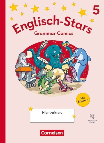 Buchcover und Innenansicht für das Buch: Englisch-Stars 5. Schuljahr - Allgemeine Ausgabe ab 2025 - Übungsheft Grammar Comics