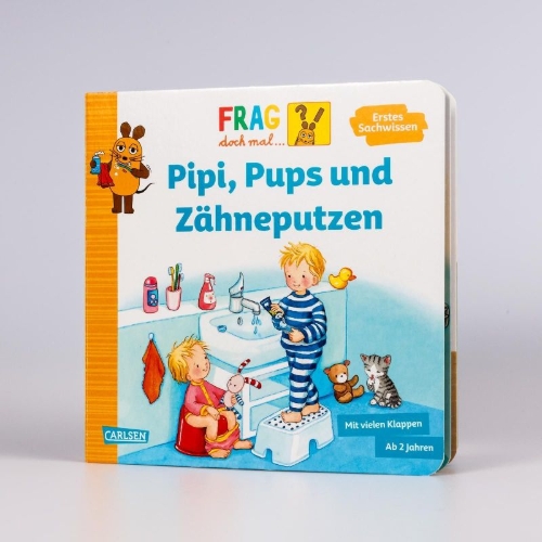 Buchcover und Innenansicht für das Buch: Frag doch mal ... die Maus: Pipi, Pups und Zähneputzen