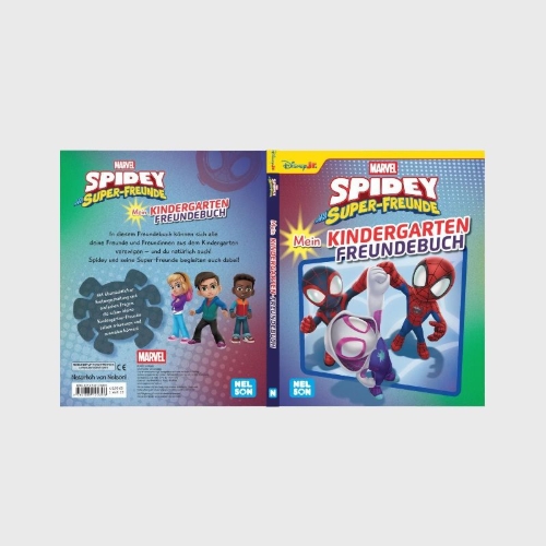 Buchcover und Innenansicht für das Buch: MARVEL Spidey und seine Super-Freunde: Mein Kindergarten Freundebuch