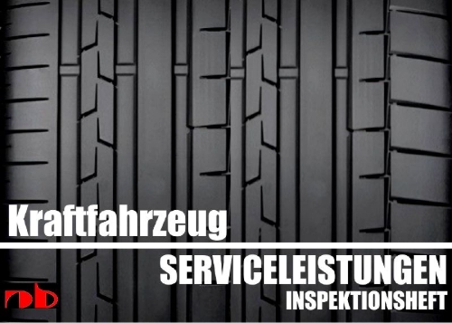Buchcover und Innenansicht für das Buch: KFZ Serviceheft Scheckheft Inspektionsheft Wartungsheft - Car inspection booklet