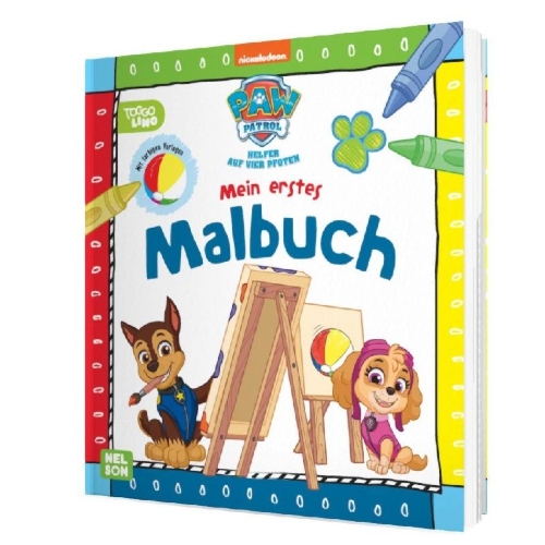 Buchcover und Innenansicht für das Buch: PAW Patrol Lernbuch: Mein erstes Malbuch