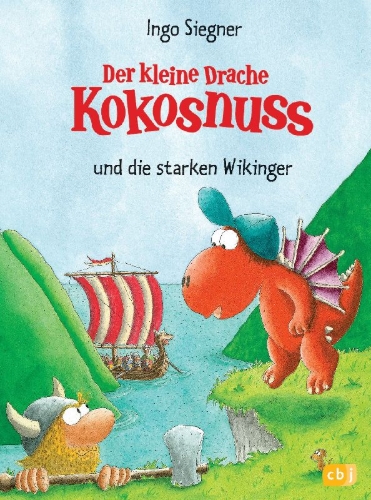 Buchcover und Innenansicht für das Buch: Der kleine Drache Kokosnuss 14 und die starken Wikinger