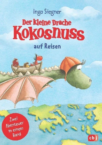 Buchcover und Innenansicht für das Buch: Der kleine Drache Kokosnuss auf Reisen