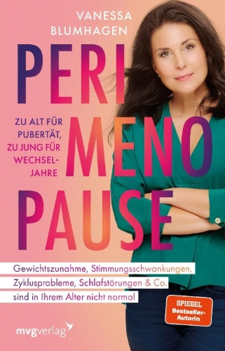 Buchcover und Innenansicht für das Buch: Perimenopause - zu alt für Pubertät, zu jung für Wechseljahre