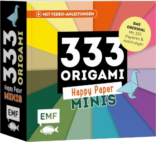 Buchcover und Innenansicht für das Buch: 333 Origami Minis - Happy Paper - Dein dekorativer Wendeblock zum kreativen Falten & Notieren