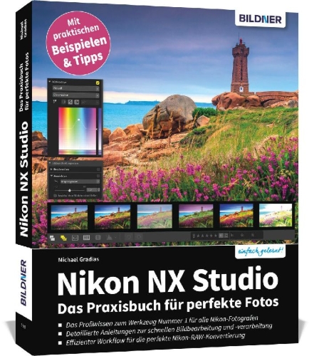 Buchcover und Innenansicht für das Buch: Nikon NX Studio