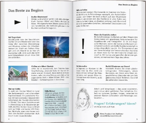 Buchcover und Innenansicht für das Buch: DUMONT direkt Reiseführer Fischland, Darß, Zingst