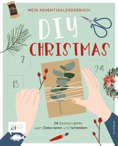 Buchcover und Innenansicht für das Buch: Mein Adventskalender-Buch: DIY Christmas