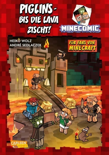 Buchcover und Innenansicht für das Buch: Piglins - bis die Lava zischt! - Für Fans von Minecraft