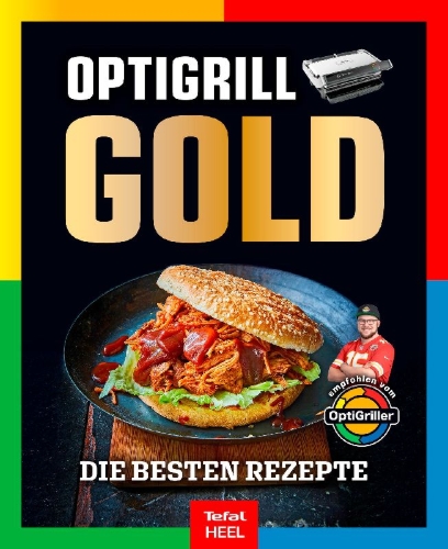 Buchcover und Innenansicht für das Buch: OPTIgrill GOLD Kochbuch