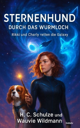 Buchcover und Innenansicht für das Buch: Sternenhund - Durch das Wurmloch - Rikki und Charly retten die Galaxy