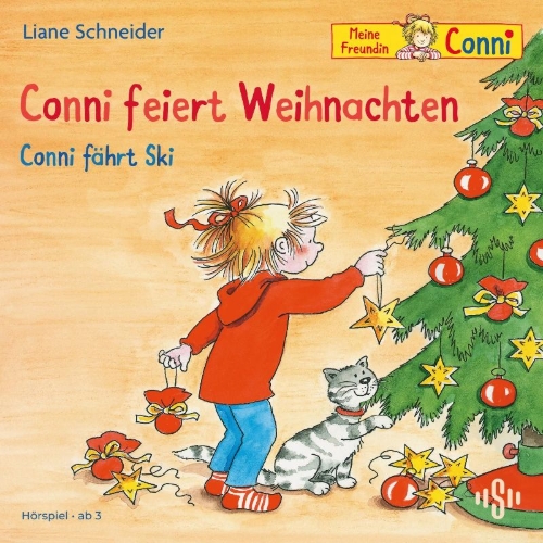 Buchcover und Innenansicht für das Buch: Conni feiert Weihnachten / Conni fährt Ski