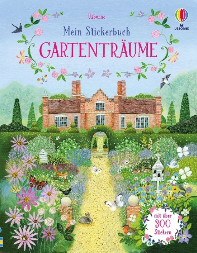 Buchcover und Innenansicht für das Buch: Mein Stickerbuch: Gartenträume