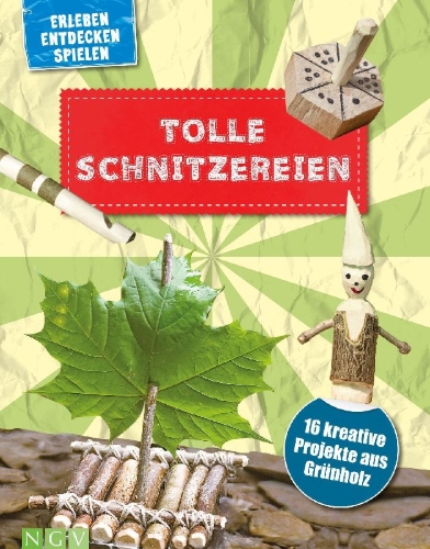 Buchcover und Innenansicht für das Buch: Tolle Schnitzereien I Schnitzbuch für Kinder ab 8 Jahren