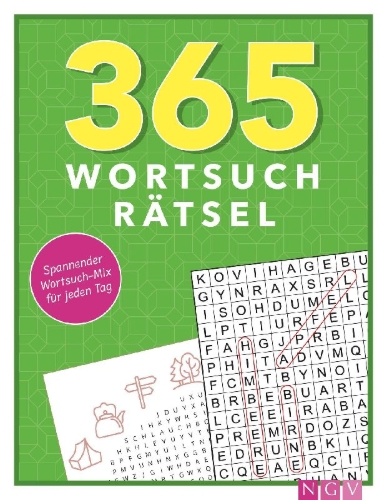 Buchcover und Innenansicht für das Buch: 365 Wortsuchrätsel