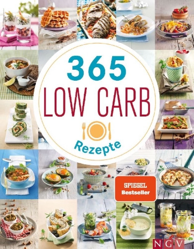 Buchcover und Innenansicht für das Buch: 365 Low-Carb-Rezepte