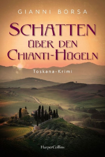 Buchcover und Innenansicht für das Buch: Schatten über den Chianti-Hügeln