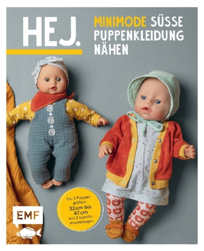 Buchcover und Innenansicht für das Buch: Hej. Minimode - Süße Puppenkleidung nähen