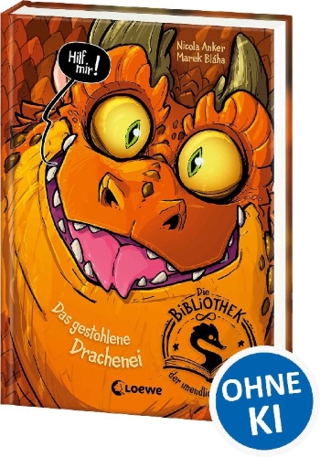 Buchcover und Innenansicht für das Buch: Die Bibliothek der unendlichen Abenteuer (Band 1) - Das gestohlene Drachenei