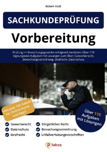 Buchcover und Innenansicht für das Buch: Sachkundeprüfung 34a GewO Vorbereitung