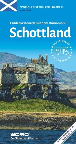 Buchcover und Innenansicht für das Buch: Entdeckertouren mit dem Wohnmobil Schottland