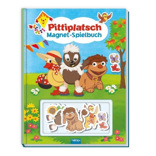 Buchcover und Innenansicht für das Buch: Trötsch Unser Sandmännchen Magnet-Spielbuch Pittiplatsch Pappenbuch mit Magneten