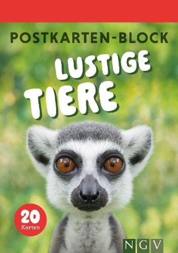 Buchcover und Innenansicht für das Buch: Postkartenblock Lustige Tiere