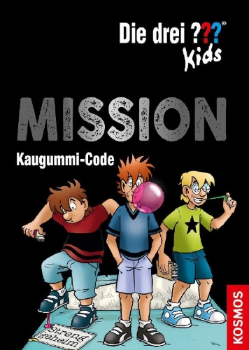 Buchcover und Innenansicht für das Buch: Die drei ??? Kids, Mission Kaugummi-Code