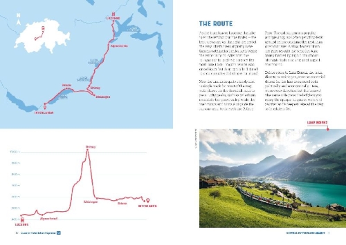 Buchcover und Innenansicht für das Buch: The Best Swiss Train Rides