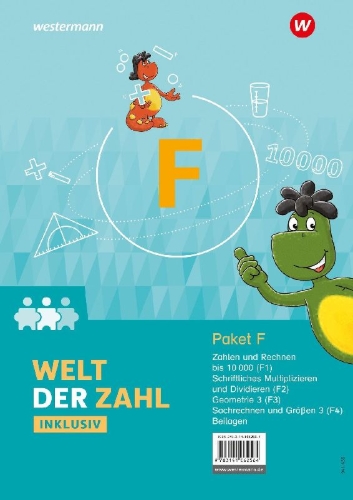 Buchcover und Innenansicht für das Buch: Welt der Zahl Inklusiv. Inklusionspaket F Hefte F1 bis F4