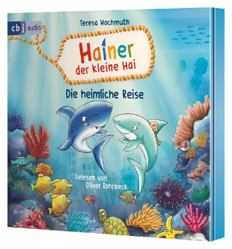 Buchcover und Innenansicht für das Buch: Hainer der kleine Hai - Die heimliche Reise