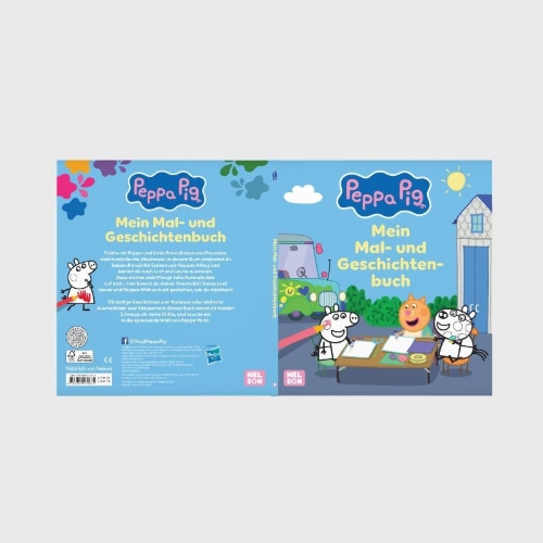 Buchcover und Innenansicht für das Buch: Peppa Wutz Ausmalbilder: Peppa Pig: Mein Mal- und Geschichtenbuch