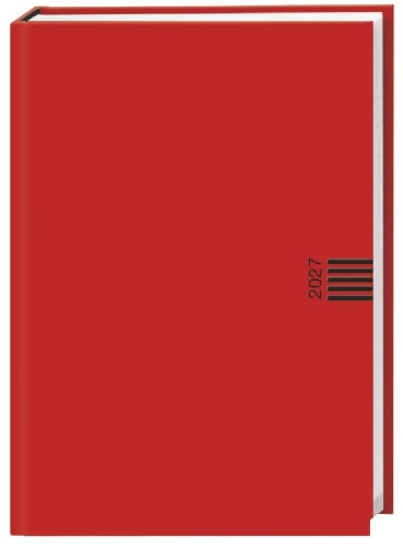Buchcover und Innenansicht für das Buch: Tages-Cheftimer A5, rot 2027