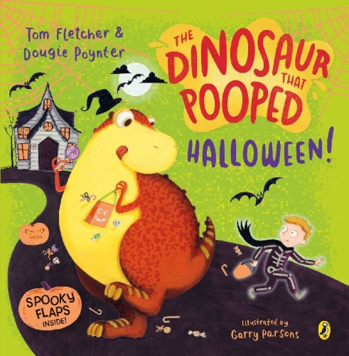 Buchcover und Innenansicht für das Buch: The Dinosaur that Pooped Halloween!