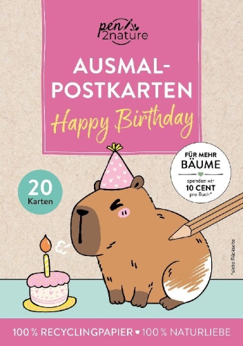 Buchcover und Innenansicht für das Buch: Ausmal-Postkarten Happy Birthday