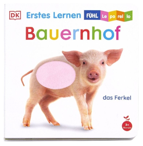 Buchcover und Innenansicht für das Buch: Erstes Lernen Fühl-Leporello. Bauernhof
